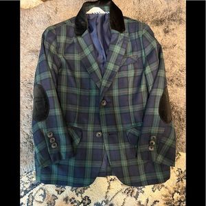 Kids plaid and velvet blazer